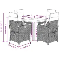vidaXL Salon de jardin 5 pièces avec coussins gris clair Poly rotin