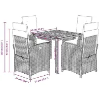 vidaXL Ensemble de jardin 5 pièces avec coussins Noir Poly Rattan