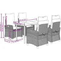 vidaXL Salon de jardin 5 pièces avec coussins gris clair Poly rotin