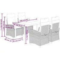 vidaXL Salon de jardin 5 pièces avec coussins Mélange beige Poly rotin