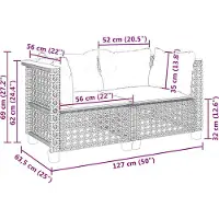 vidaXL Canapé d'angle de jardin avec coussins 2 pcs. Beige Poly Rattan