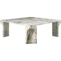 Gubi Doric Table Basse Square 80x80 cm | Stormy Gray Marble