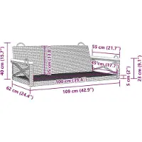 vidaXL Banc suspendu noir 109x62x40 cm Poly rotin