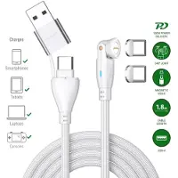 4smarts Gravitycord USB-C/A 540 Magnetisk Kabel 100W, 1,8M - Vit