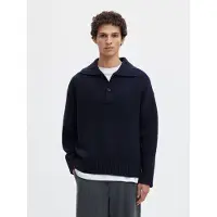 Selected Laine Mélangée Polo En Maille Homme Bleu XL