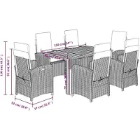 vidaXL Ensemble de jardin 7 pièces avec coussins Noir Poly Rattan