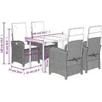 vidaXL Salon de jardin 5 pièces avec coussins Mélange beige Poly rotin