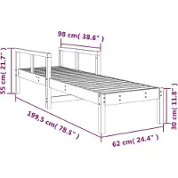 vidaXL Bain de soleil blanc 199,5x62x55 cm pin massif