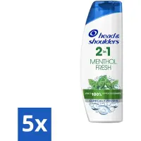 Head & shoulders Shampoing et après-shampoing 2-en-1 Anti-pellicules – Menthol Frais – 270 ml - Pack économique - 5 pièces