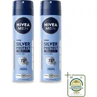 Nivea 2 x Déodorant spray MEN Silver Protect Polar Blue, 150 ml - Pack de 2