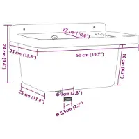 vidaXL Evier mural blanc 50x35x24 cm Résine