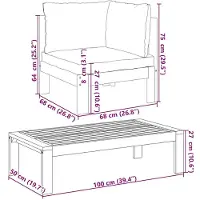 vidaXL Ensemble de canapé de jardin 2 pièces avec coussins en bois massif d'acacia