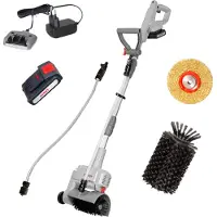 Ikra Nettoyeur de surfaces et joints IATR 20 | 20 V | Brosse en nylon et acier | Bois, pierre et joints | Nettoyage humide ou à sec | Avec batterie et chargeur