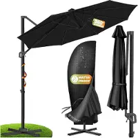 Kesser Parasol pour pergola, modèle SUN, diamètre 330 cm, réglable en 7 positions, rotation à 360°, avec housse de protection