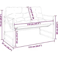 vidaXL Banc de jardin avec coussins Taupe 113 cm Acier