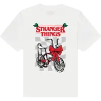 Netflix Hommes, T-shirt, Stranger Things - Christmas Bike, Blanc, (L)
