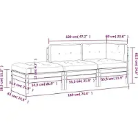 vidaXL Canapé de jardin avec coussin et pouf 3 places