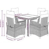 vidaXL Ensemble de jardin 5 pièces avec coussins Noir Poly Rattan