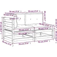 vidaXL Canapé de jardin avec coussins 2 places blanc pin massif