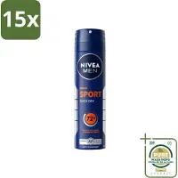 Nivea 15 sprays déodorants anti-transpirants MEN Sport, 150 ml - Pack économique - 15 pièces