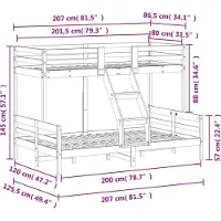 vidaXL Lit superposé 80x200/120x200 cm pin massif