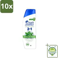 Head & shoulders 10 flacons de shampooing 2-en-1 , formule Menthol Fresh, anti-pellicules, 300 ml - Lot de 10