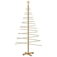 vidaXL Arbre de Noël en bois avec support Marron 180 cm Bambou