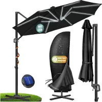 Kesser Parasol pour pergola, modèle SUN, diamètre 330 cm, réglable en 7 positions, rotation à 360°, avec housse de protection