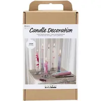 Creativ Company Kit créatif de décoration de bougies, bougies pointues décorées, blanches,