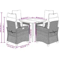 vidaXL Ensemble de jardin 5 pièces avec coussins Noir Poly Rattan