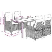 vidaXL Ensemble de jardin 5 pièces avec coussins Noir Poly Rattan