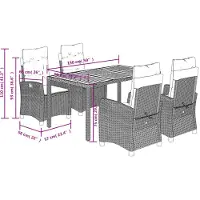 vidaXL Ensemble de jardin 5 pièces avec coussins Noir Poly Rattan