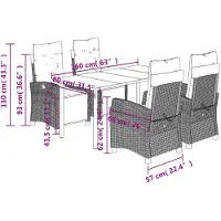 vidaXL Ensemble de jardin 5 pièces avec coussins Noir Poly Rattan