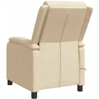vidaXL Fauteuil de relaxation de massage, couleur crème, revêtement en tissu