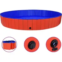 vidaXL Piscine pliable pour chien , rouge, 300 x 40 cm, PVC