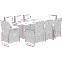 vidaXL Salon de jardin 9 pièces avec coussins Marron Poly rotin