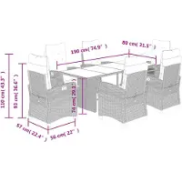 vidaXL Ensemble de jardin 7 pièces avec coussins Marron Poly rotin