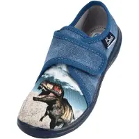 Beck Pantoufle 'Spinosaurus' bleu denim / anthracite / pierre / blanc