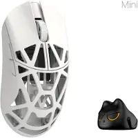 WLMouse Beast X Mini Pro Solid Sides - White (Omron Optical) Wireless 8K Magnesium Mouse (Sans fil), Souris, Blanc