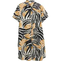 s.Oliver Robe-chemise ocre / noir / blanc