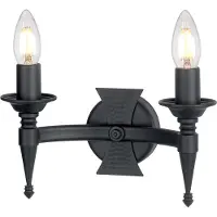 Elstead Lighting Applique murale Saxon noire avec bougeoir, 2xE14x60W, métal, dimensions : 17x25,5x12,5 cm, IP20, Elstead