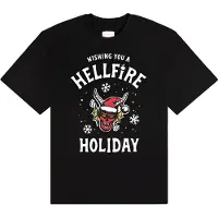 Netflix Hommes, T-shirt, Stranger Things - Wishing You A Hell Fire, Noir, (M)