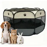 Relaxdays Enclos pour chiots , pliable, H x P : 58 x 114 cm, pour l'intérieur et l'extérieur, type pop-up, enclos portable pour chiens, polyester, multicolore