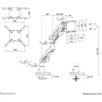 NeoMounts Bras de support pour écran de jeu 24-57 pouces - ga (Tables, 57", 30 kg), Support de moniteur, Noir