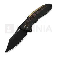 We Knife Couteau pliant Varg, Black/Golden Titanium & Copper Foil CF, Black Stonewash