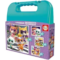Educa Coffret puzzle progressif - - SuperKitties - 12+16+20+25 pièces
