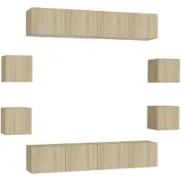 vidaXL Ensemble d'armoires TV 8 pièces en bois composite chêne Sonoma