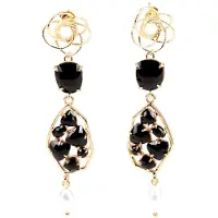 Addicted Boucles d'oreilles 'Perno' jaune d'or / noir / blanc perle