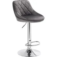 Bolt Tabouret de bar moderne Dubia - Style industriel - Gris foncé - Tabouret de bar 1 pièce - Avec dossier - Chaise de cuisine - Réglable en hauteur - Velours