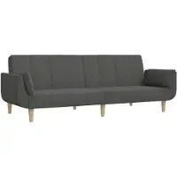 vidaXL Canapé-lit à 2 places avec deux oreillers Gris foncé Tissu
